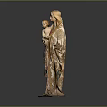 Madonna and Child Religious Sculpture With Colorful Robes Gold Accents and Intricate Design