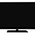 Two Black TVs With Screen Showing Image And Back View On White Background