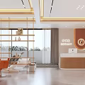 Modern Beauty Hair Salon Interior With Warm Pink Beige Tones Arched Doorways And Orange Chairs