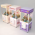 Cute Themed Claw Machines With Colorful Designs And Stuffed Toys For Amusement