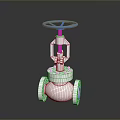 White Mechanical Valve With Blue Handwheel And Flange Connections Design