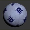 White Sphere Decorative Device With Blue Geometric Patterns On Surface 3d model