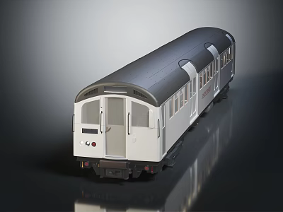 Modern Train With Two Carriages White Body Black Roof Windows Doors And Reflective Surface 3d model