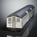 Modern Train With Two Carriages White Body Black Roof Windows Doors And Reflective Surface