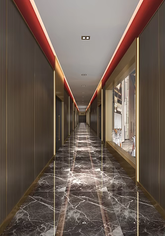 Hotel aisle 3d model