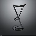 Modern Bar Stool With Black Seat Metal Frame And Illuminated Base