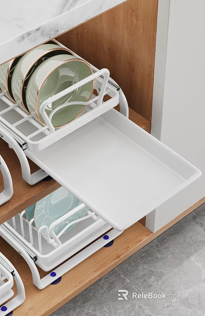 Kitchen Pull Out Rack For Storing Dishes 3d model 