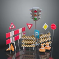 Traffic Control Equipment With Light Stop Yield Signs Barriers And Cones