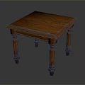 Elegant Brown Wooden Square Table With Carved Legs And Smooth Surface Design