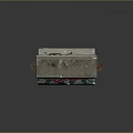 Green Decorative Component With Red Floral Pattern And Green Leaves
