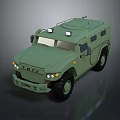 Military Green Off Road Vehicle With Sturdy Design And Roof Lights For Tactical Use