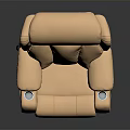 Beige Leather Single Sofa With Comfortable Armrests And Cup Holders Design