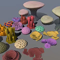 Vibrant Coral Polyps Showcasing Diverse Shapes And Colors In Marine Environment