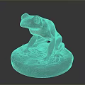 Gray Frog Sculpture Sitting On Round Base With Detailed Legs Decorative Ornament