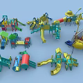 Colorful Playground Equipment for Children Including Slides Swings and Climbing Frames