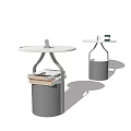 Modern Side Table with Round Top Metal Frame Storage and Decorative Books 3d model