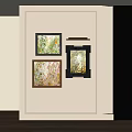 Abstract Paintings With Different Colors And Various Frames Hung On Wall 3d model