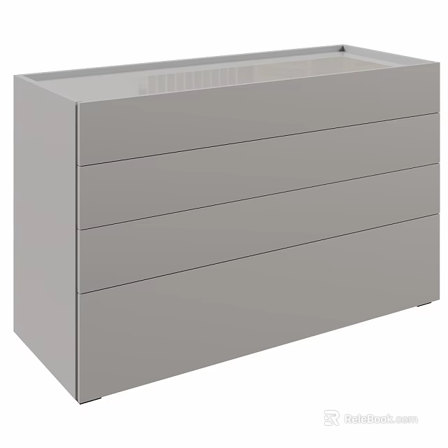 Gray Three Drawer Cabinet With Modern Minimalist Design And Smooth Surface 3d model