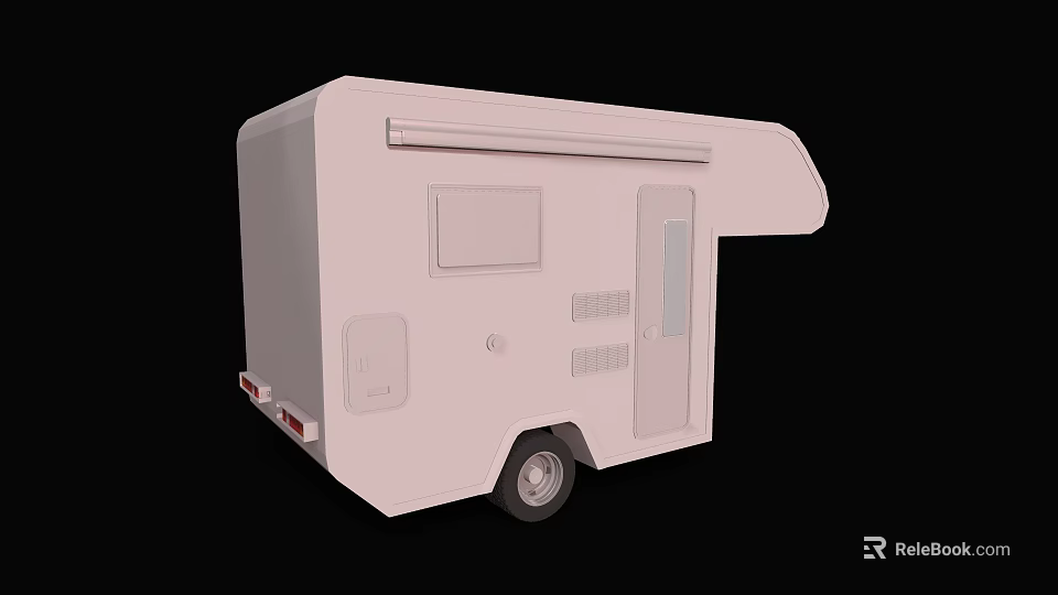 White Camper Van Exterior With Side Door Window And Wheel Design 3d model