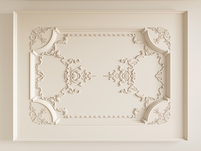 French Gypsum Carved Ceiling Light Plate Corner Angle Flower Gypsum Components 3d model