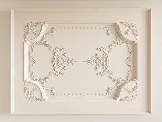 French Gypsum Carved Ceiling Light Plate Corner Angle Flower Gypsum Components 3d model