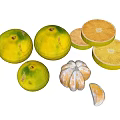 Fresh Citrus Fruits Featuring Whole Green Yellow Oranges Sliced Halves Peeled Tangerine And Segments