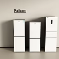 Poliform White Upright Refrigerators Three Different Sizes Modern Design 3d model