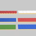 Multicolored Corrugated Sheet Components With Red White Green And Blue Color Options 3d model