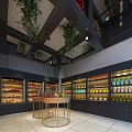 Stylish Fruit Store Interior With Display Counters Fresh Fruits And Green Plants
