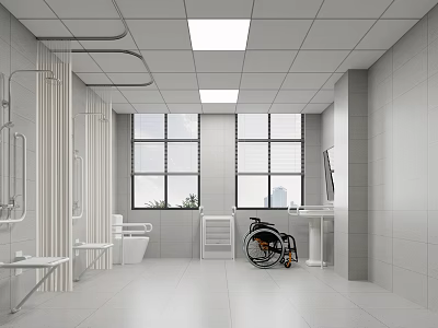 Accessible Public Restroom Design With Modern Facilities And Bright Space 3d model