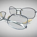 Two Pairs of Stylish Eyeglasses With Metal Frames And Transparent Lenses