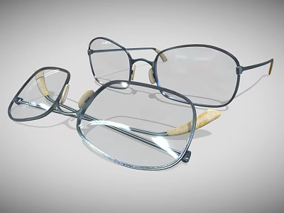 Two Pairs of Stylish Eyeglasses With Metal Frames And Transparent Lenses 3d model