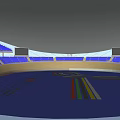 Modern Football Stadium With Glass Facade Arched Roof And Green Logo Entrance