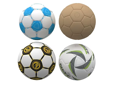 Four Unique Sports Balls With Various Colors And Designs As Sports Equipment 3d model