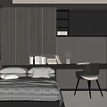 Modern Tatami Bedroom With Wooden Backdrop Desk Books And Blinds