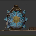Turtle Shell Shaped Decorative Bag With Turquoise Ornaments Gold Details And Leather Strap