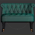 Turquoise Velvet Single Seater Sofa With Tufted Design And Roll Arms On Casters