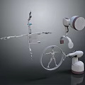 3D Model Of Medical Devices Featuring Surgical Robotic Arm And Mobile Monitoring Equipment