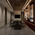 Modern Front Desk Reception Lobby With Minimalist Stone Walls Green Plants Grille And Lighting Design
