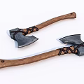 Traditional Battle Axes With Wooden Handles And Leather Straps Design
