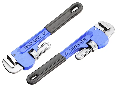 Heavy Duty Adjustable Blue Pipe Wrenches Featuring Black Handles For Hardware Tools 3d model