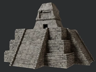 Ancient Architecture Pyramid Like Structure With Gray Stone Bricks Stone Steps And Upper Temple 3d model