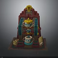 Colorful Traditional Decorative Furniture With Multi Layered Structure Ceramic Jars And Woven Baskets
