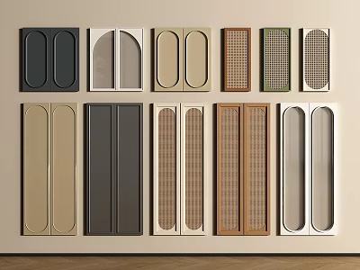 Wardrobe Doors With Multiple Designs Colors Textured Patterns And Styles 3d model