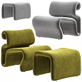Modern Green Gray Velvet Single Sofa With Curved Design And Comfortable Seating
