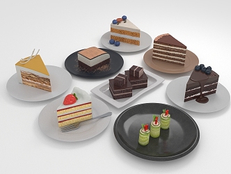 Modern Cake Cut Pieces 3d model