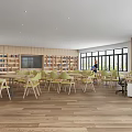 Modern Library Interior With Wooden Shelves And Spiral Staircase