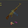 3D Render Of Detailed Rifle With Wooden Grip Stock And Magazines