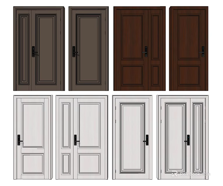 Security Doors with Various Colors and Designs Including Single and Double Panel Options 3d model
