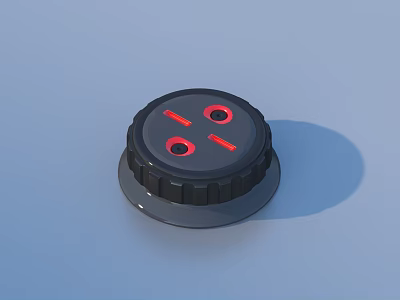 Black Household Item Lid With Red Indicators And Two Holes For Daily Use 3d model
